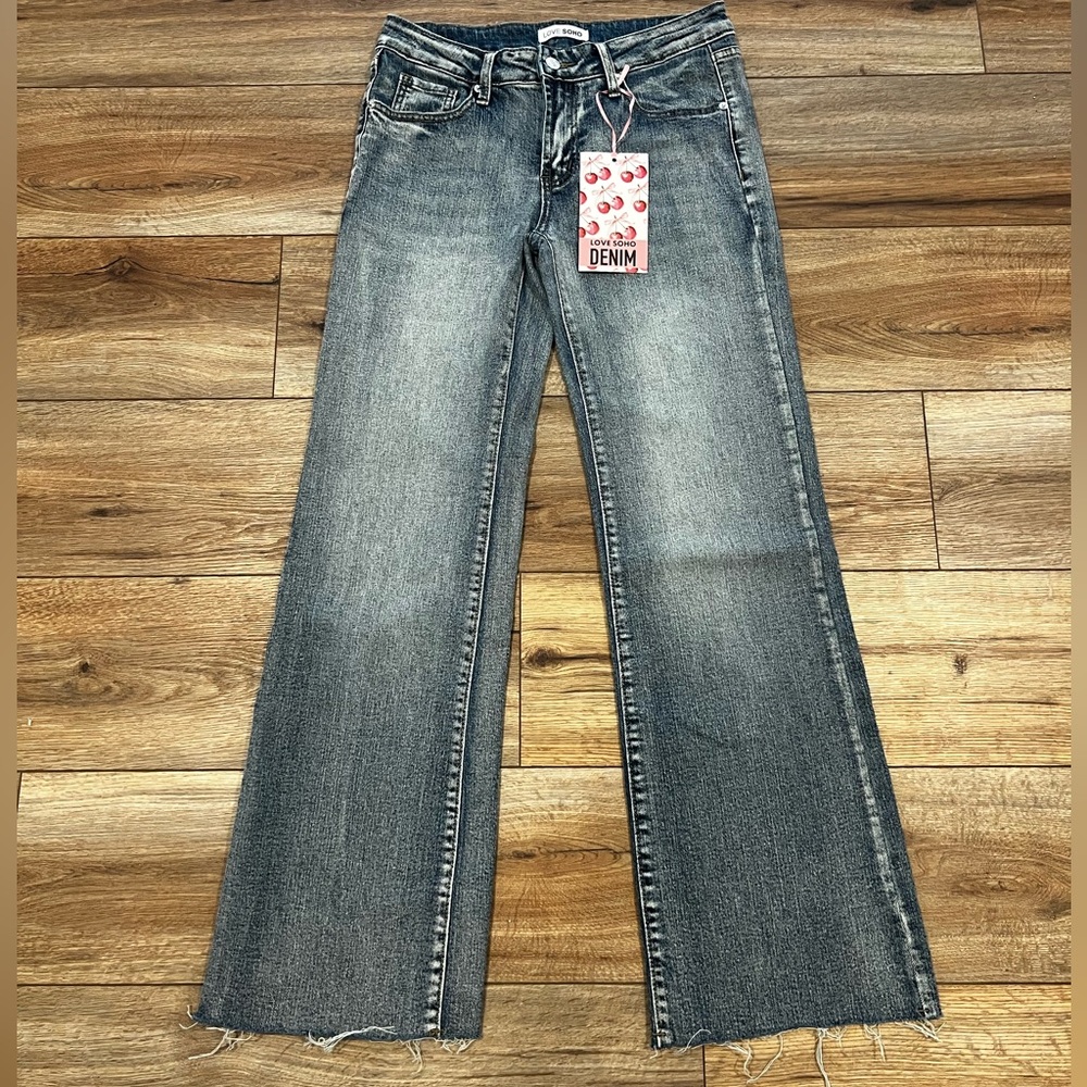 Love Soho Womens Mid Rise Wide Leg Denim Jeans Size 3 NWT